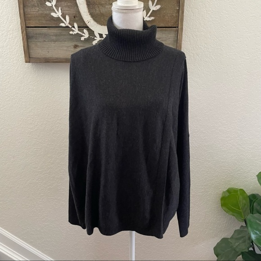 All Saints gray turtleneck layered front merino wool sweater size M